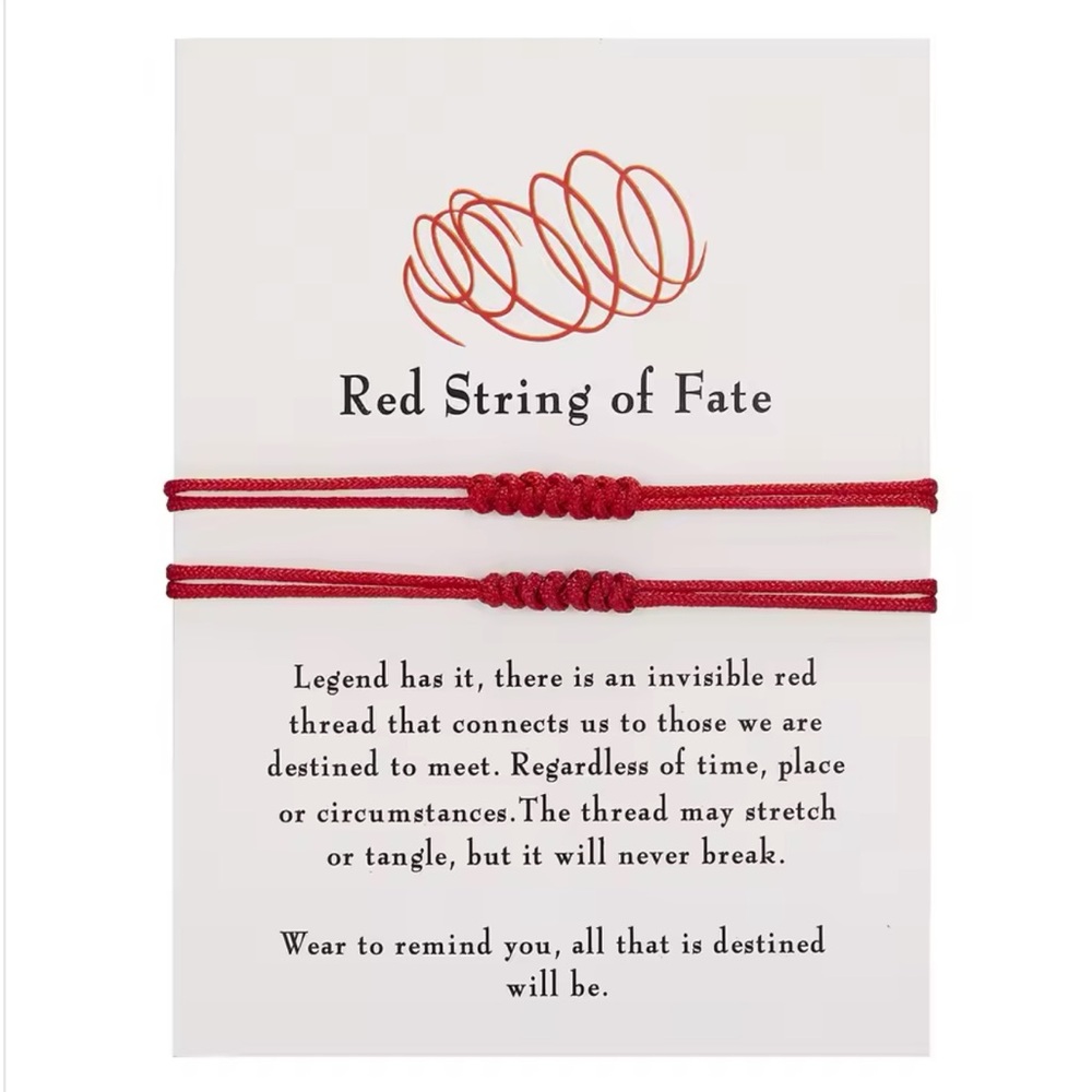 NIP Red String of Fate Bracelet 2pcs 7 knots Couple Friend